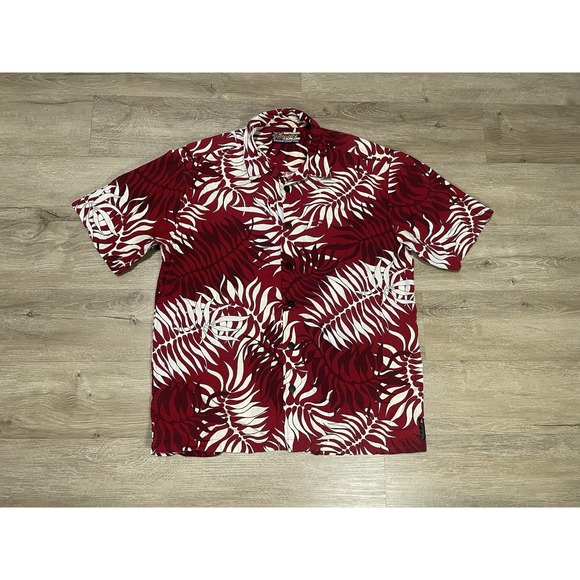 Vintage 90s Quicksilver Hawaiian Shirt Men's Sz XL Red Floral Short Sleeve Camp - Picture 1 of 6